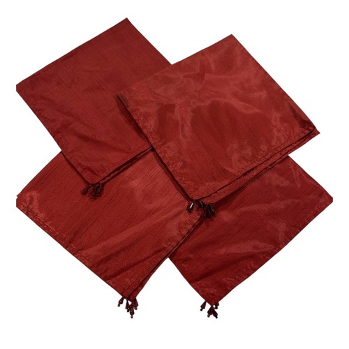 Set of 4 Square Textured Napkins in Redwood with a Bead on Each Corner EUC