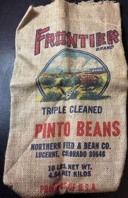 Frontier Brand Pinto Beans Burlap Gunny Sack 10 lb Empty Bag Made In USA