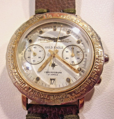Poljot windup chronograph-Gold Eagle. 3133. Runs, CHRONO DOES NOT RESET TO ZERO.