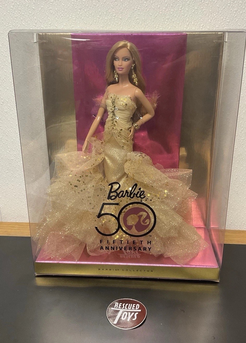 Mattel Barbie 50th Anniversary Collector Edition Doll Gold Dress 2008 N4981 NRFB