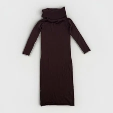 Frank And Oak Turtleneck Knit Dress Womens M Burgundy Merino Wool Midi