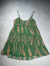 Urban Outfitters  Tiered Babydoll Green Paisley Flowy Mini Dress size Small