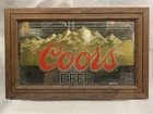 1983 VINTAGE COORS BEER MOUNTAINS MIRROR BAR MAN CAVE SIGN WOOD FRAME 27.5X17.5
