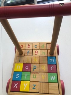 Alphabet block wooden trolley