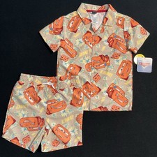Disney Cars Lightening McQueen Boys Size 4T 2 Pc Set Camp Shirt & Swim Trunks