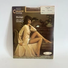 Vintage Sears Cling-Alon Stockings Thi-Top Ultra Sheer Sandalfoot Sandstone Tall