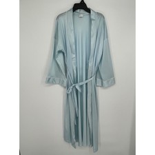 VTG Fantasy Nightwear Janice Lee Nylon Wrap Robe Women M Blue Kimono RetroUSA