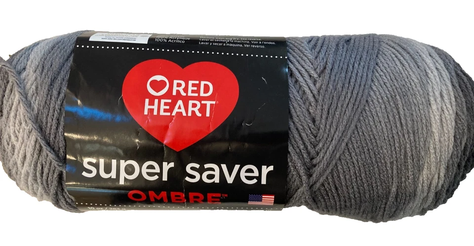 LOT OF 3 SKEINS Red Heart Super Saver Ombre Yarn Anthracite Gray NWT - Image 2 of 4