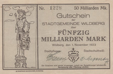 Notgeld Wildberg 50 Milliarden Mark 1923 Nr 1228 W&uuml;rttemberg