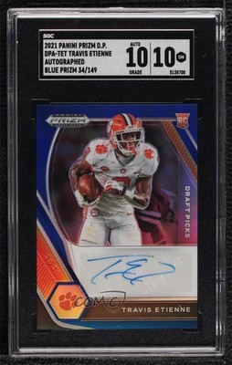 2021 Panini Prizm Draft Picks Blue 34/149 Travis Etienne Jr Rookie Auto RC 0hk3