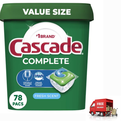 Cascade Complete Dishwasher Pods - Fresh Scent 78 Count (Pack of 1), White