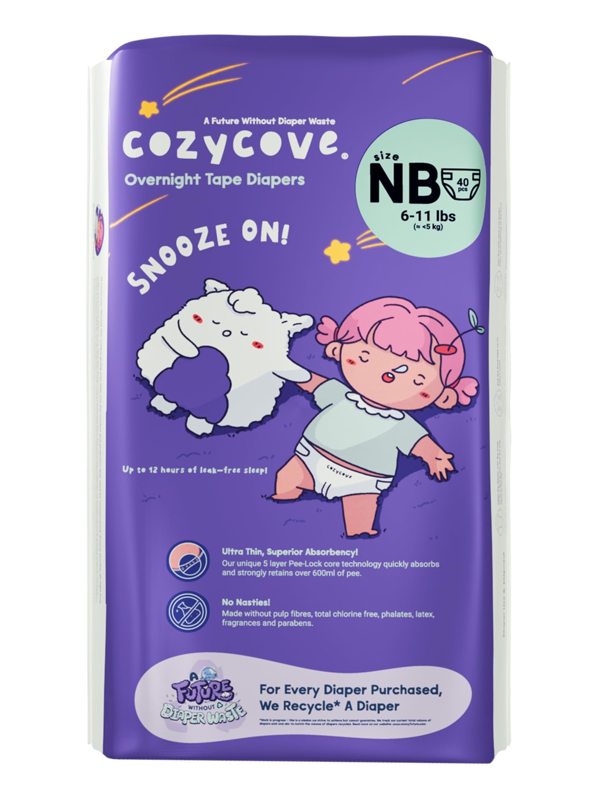 S Snooze On Slim Overnight Tape Diapers Sz Nb 6-11 Lbs