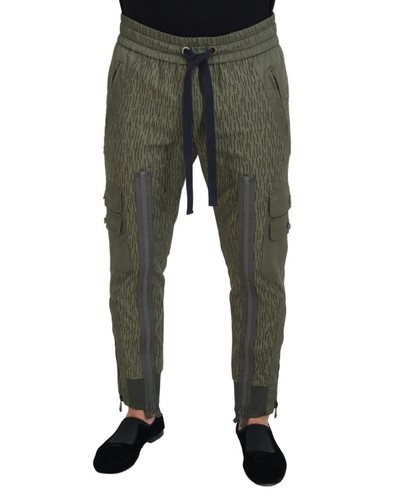 Dolce & Gabbana Camouflage Cargo Pants Zip Detail Men Green