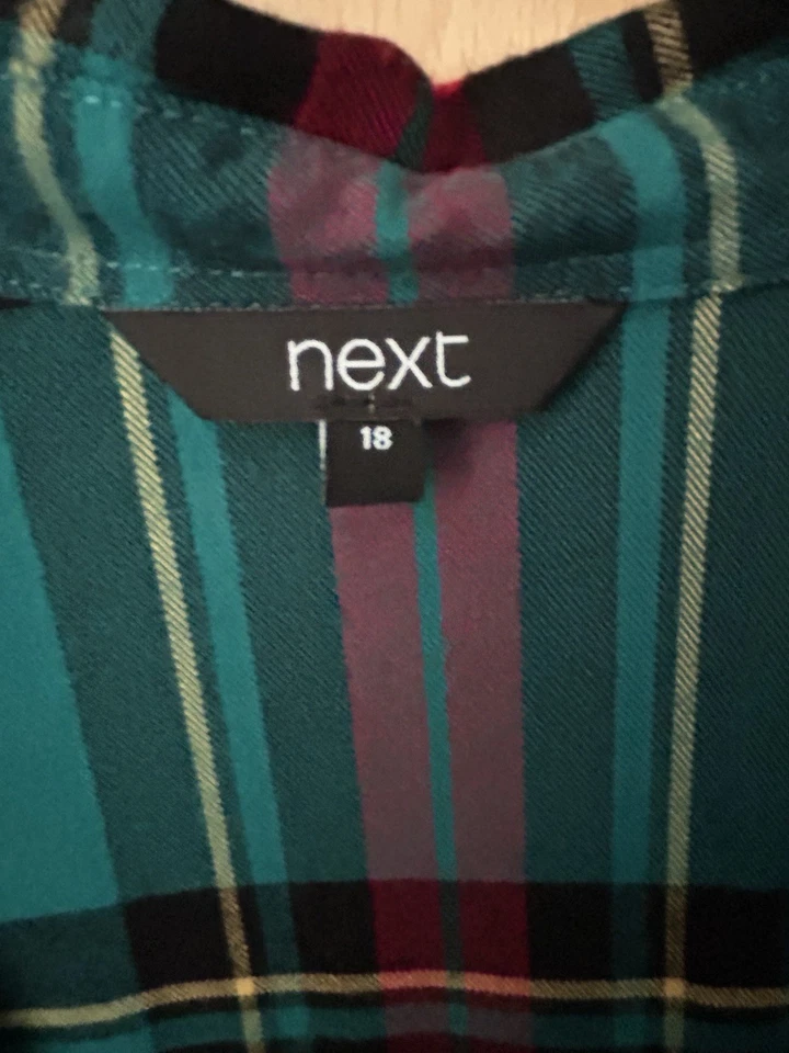Women's Long Sleeve Green Checked Shirt, Size 18 By Next - Image 2 of 4