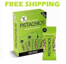 Wonderful Pistachios, No Shells Roasted Salted Nuts, 0.75 Ounce Bags Pack of 9