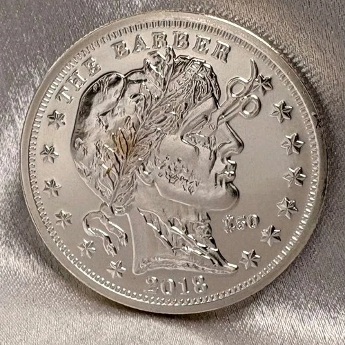 2018 The Barber 50 Zombucks 1oz .999 Fine Silver Currency Of The Apocalypse [LI]