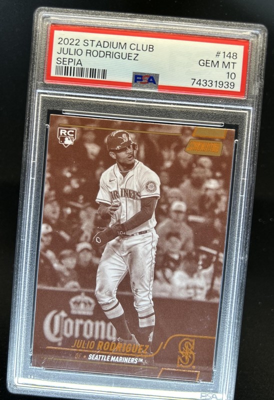 2022 Topps Stadium Club Julio Rodriguez Sepia Rookie RC #148 Mariners PSA 10