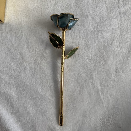 Real Rose Dipped & Preserved In 24 Karat Gold - Blue