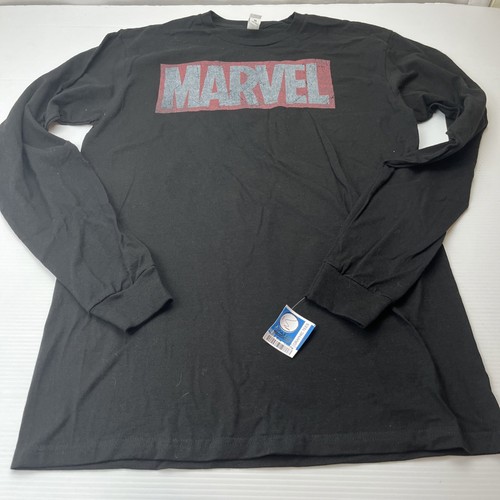 Camiseta negra manga larga Marvel Distressed Logo para hombre nueva - Imagen 7 de 14