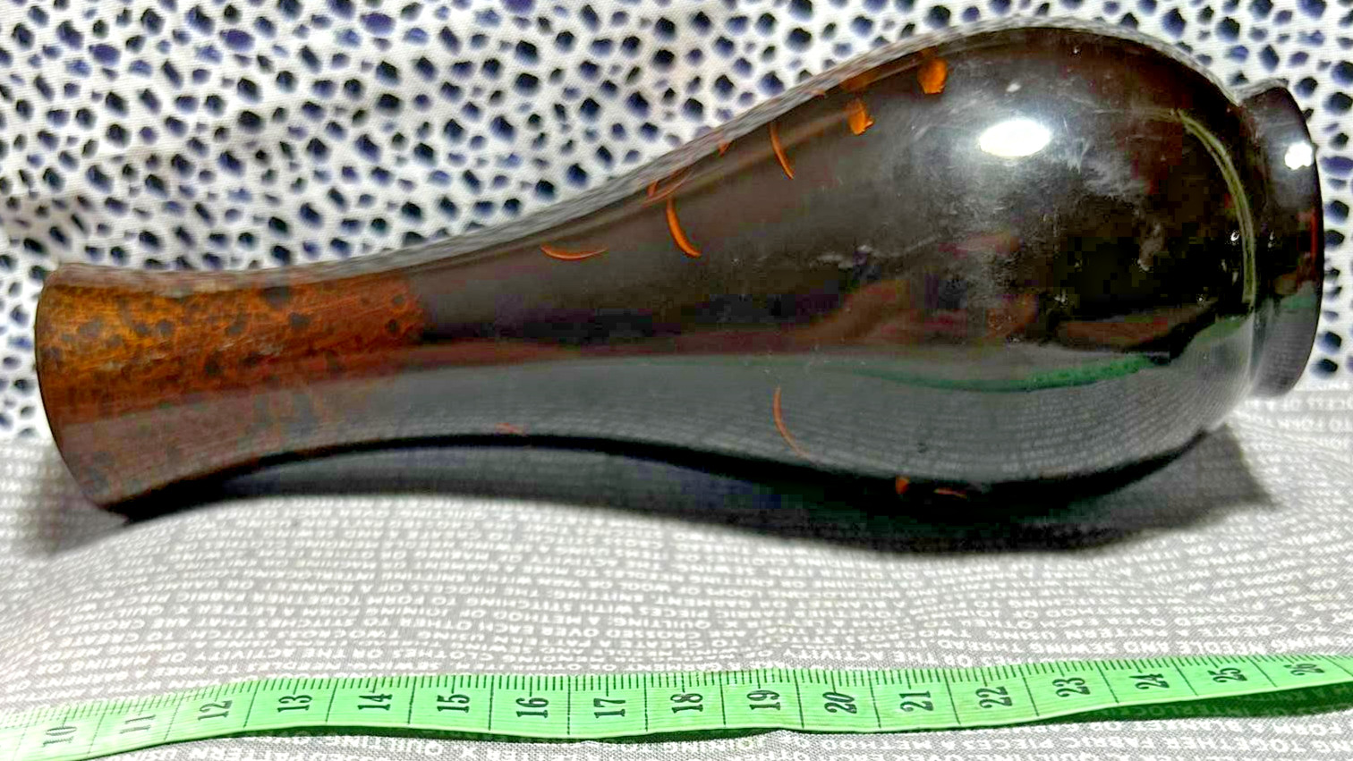 Lacquer Ware Tear drop shape Koi Carp Crisp Orange Design Vase Papier Mache Bud image 9