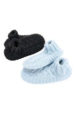 MUK LUKS Women's 2-Pack Aloe Infused Cable Slipper Socks Blk/Blue