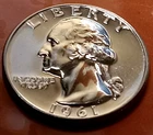 🟅 1961 PROOF 90% Silver Wash. Quarter 25¢