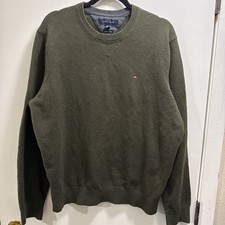 Tommy Hillfinger VTG Lux Cotton Large Pullover Olive Greens Men  s
