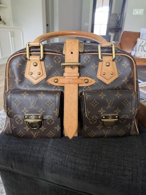 Louis Vuitton Monogram Manhattan GM Large Brown Satchel Top Handle Bag Charm