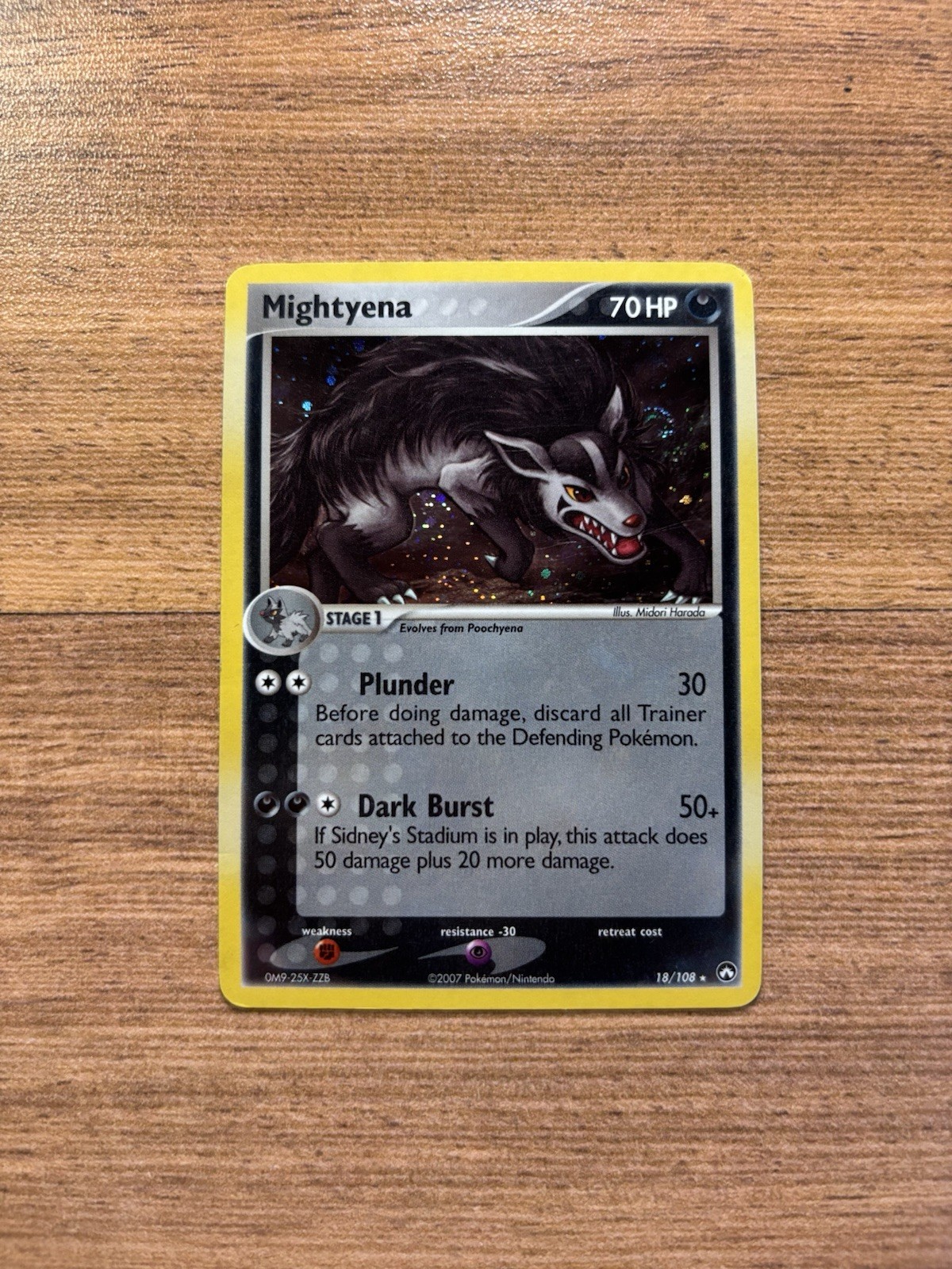 Pokemon EX - Power Keepers Mightyena Cosmos Holo #18 LP Swirl