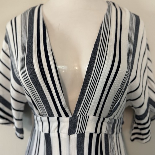 Sadie & Sage Blue Striped Wide Leg Jumpsuit with Belt Sz S Preppy Nautical Chic - Picture 5 of 20