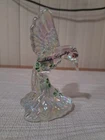 Fenton Iridescent Glass Hummingbird Figurine Hand Painted And Signed W/ Shamrock