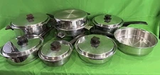 InKor 3-Ply 18-8 Stainless Steel Cookware Set Fryer Sauce Pans Lids USA Made