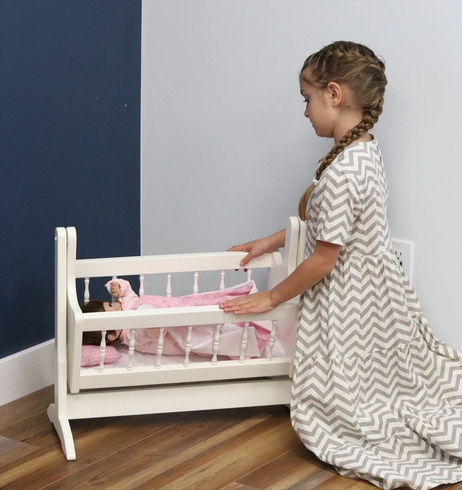 Amish-Made Wooden Deluxe Doll Swinging Cradle - Image 2 of 2