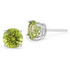 14K SOLID WHITE GOLD PERIDOT ROUND SHAPE STUD EARRINGS 0.50-4.00 CT.