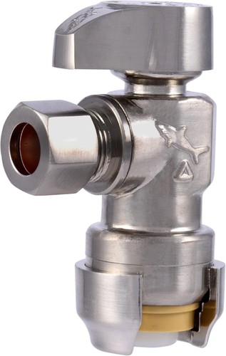 SharkBite 1/2 x 3/8 Inch Compression Dual Outlet Angle Stop Valve, Quarter Turn,