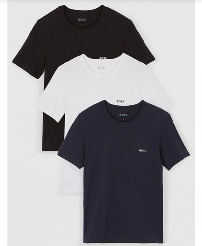 HUGO BOSS Bodywear 3er-Pack HERREN 2XL Rundhalsausschnitt T-Shirts SCHWARZ MARINEBLAU WEISS NEU MIT ETIKETT VERSIEGELTER KARTON