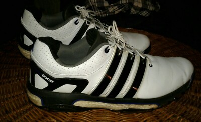 Adidas Energy Boost White Leather And Black Men's Golf Shoes Size 11.5 NICE