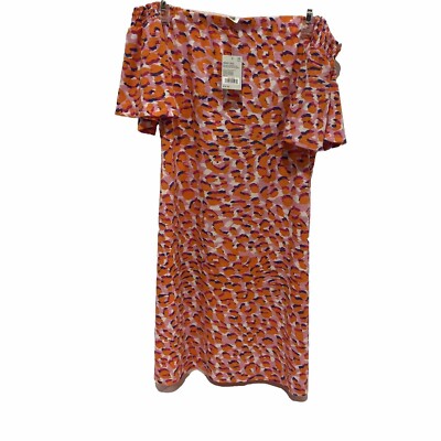 West Loop Dress Women s Medium, Orange Pink Blue, Drop Shoulder