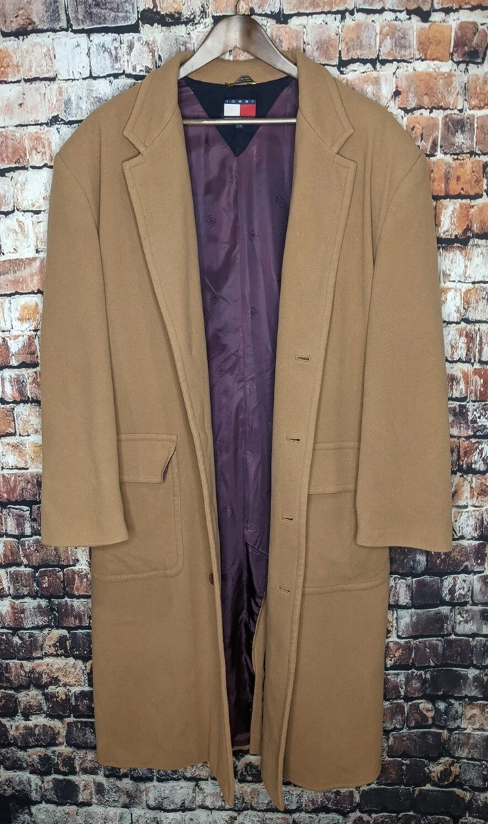 $395 Tommy Hilfiger Beige Wool Long Coat Mens Large Khaki Camel eBay