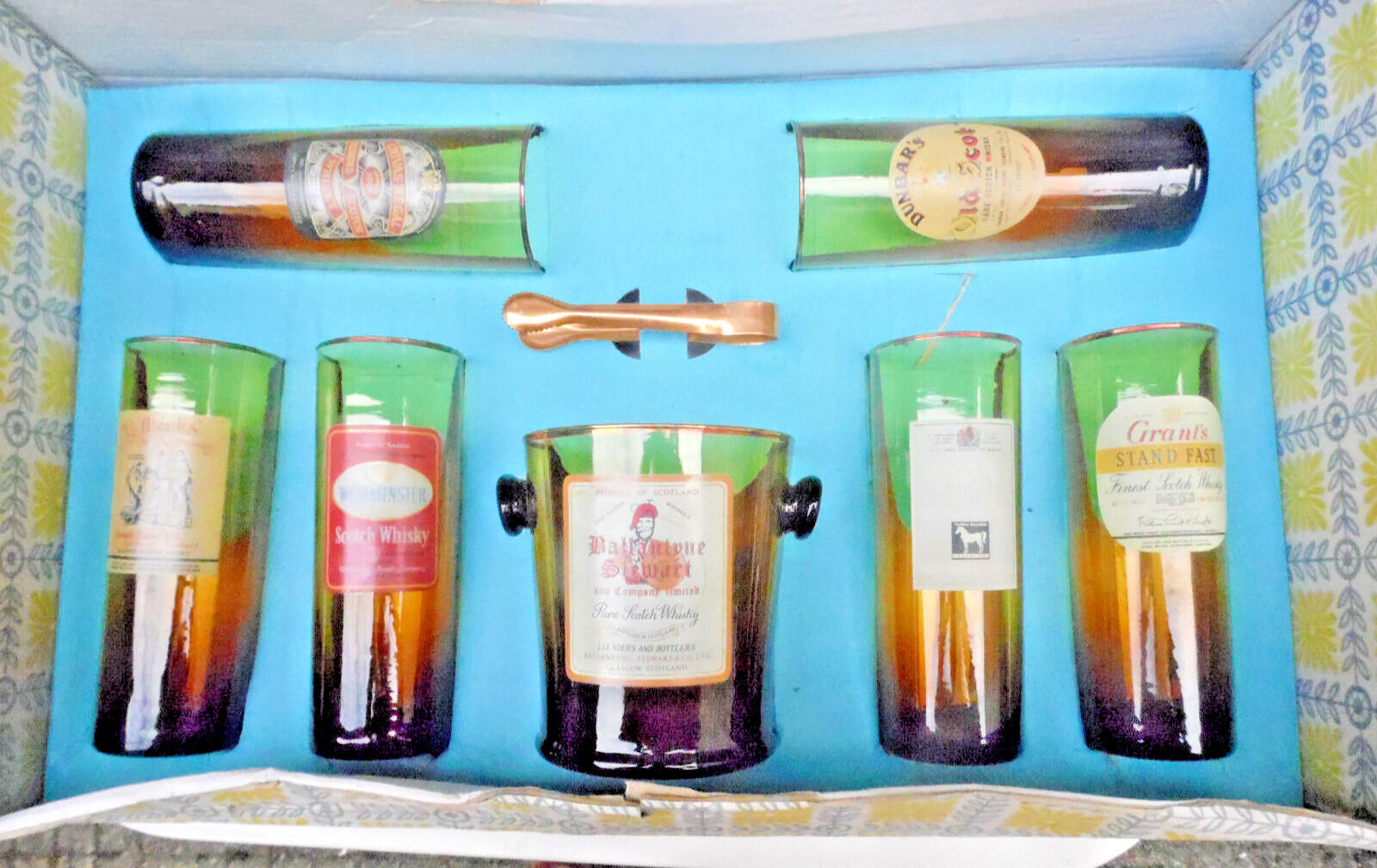 Service à whisky en verre vintage Chivas et Grant pour collectionneur