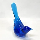 Fenton Cobalt Blue Happiness Bird Long Tailed Glass  Paperweight 7" Art Glass