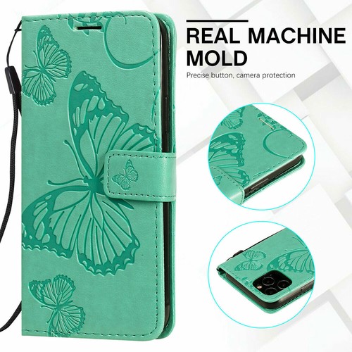 3D Leather Butterfly Wallet Phone Case For iPhone 11 12 14 Pro Max X XR 8 7 6 SE - Picture 21 of 55