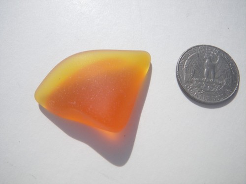 Sea Glass, Beautiful Orange with a Yellow Edge