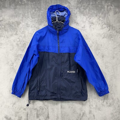 Columbia Jacket Womens Small Blue Windbreaker Packable Hooded Lightweight  Hike
