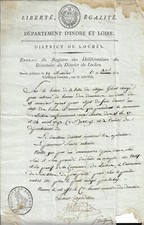 1795 Revolution Extrait du registre des deliberations district Loches ; 62372