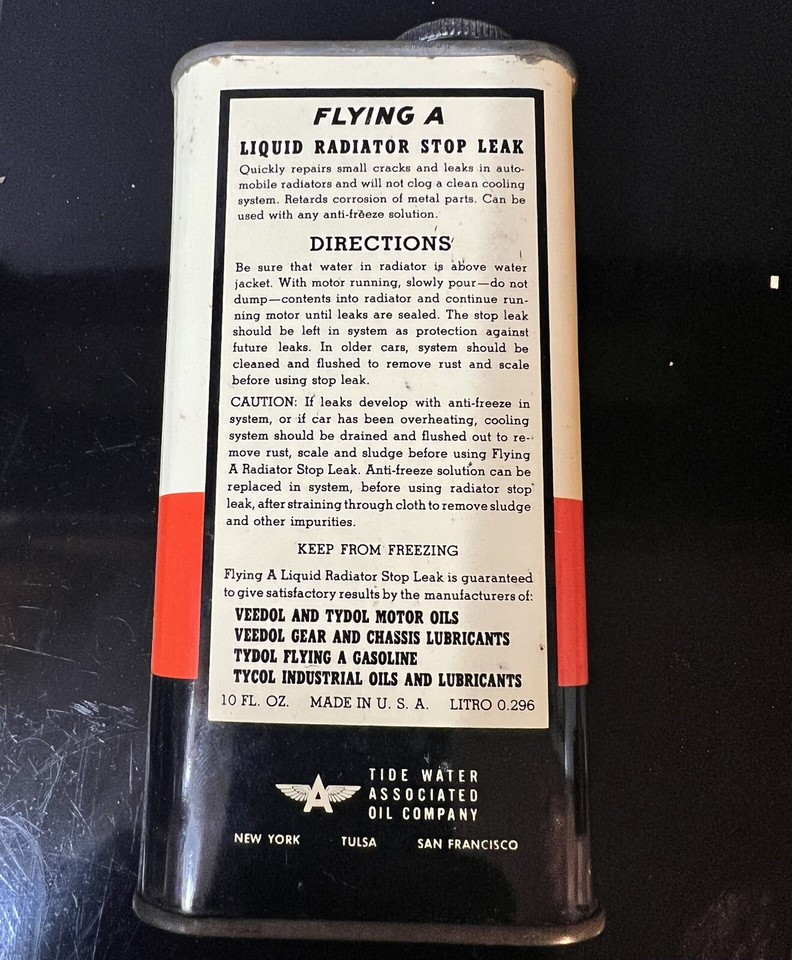 Flying A Quality Liquid Radiator Stop Leak VERY RARE eBay