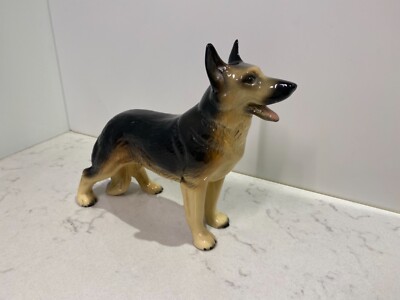 Vintage Keramik Deutscher Schäferhund Figur tolles Display