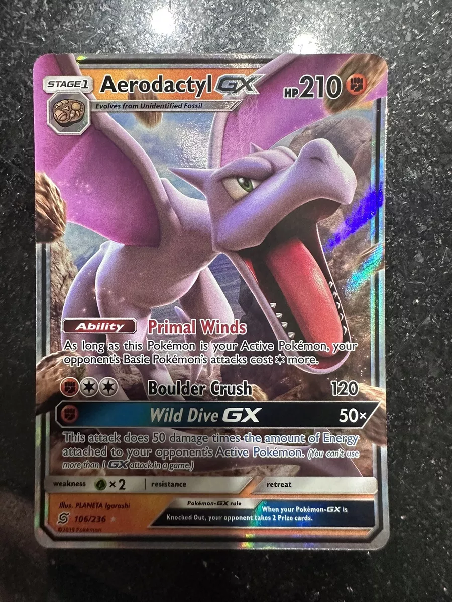 Aerodactyl GX 106/236 Pokemon Unified Minds Ultra Rare Mint Condition Pack  Fresh