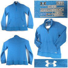 Under Armour Womens Large Blue Cold Gear 1/4 Zip Pullover Sweatshirt L 36" Bust