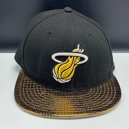 Miami Heat fitted hat cap size 7 gold 